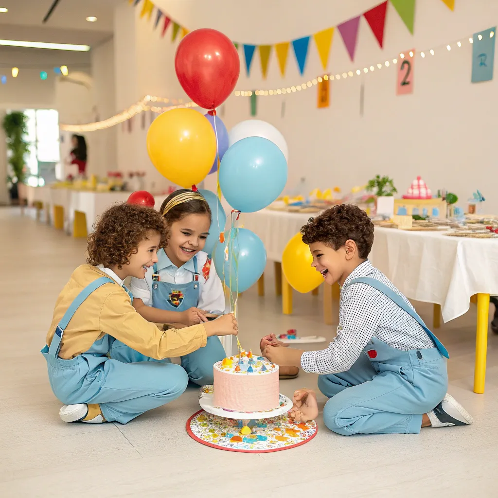 Smiling children enjoying a themed birthday party organized by XYRANELIX